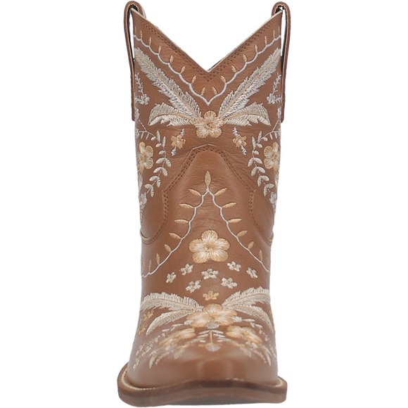 Dingo Primrose Leather Bootie, Brown Embroidered Floral Western Boots, Size 8.5 - Picture 6 of 16